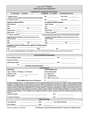 Heat Pump Loan Application