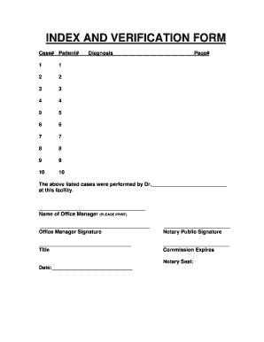 Index and Verification Form