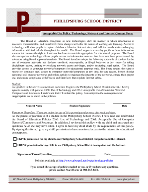 Phillipsburg School District Technology Use Consent Form