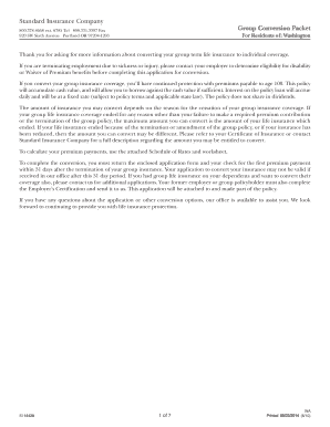 Group Life Insurance Conversion Application