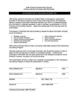 Foreclosure Counseling Authorization Form