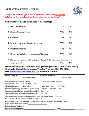 Inter County Community Council Youth Employment Referral Form