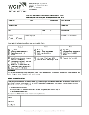 2015 DRS Retirement Deduction Authorization Form