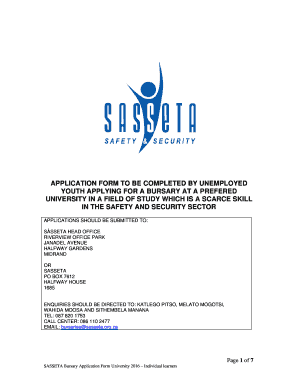 SASSETA Bursary Application Form