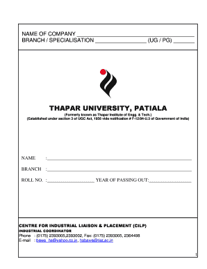 Thapar University Personal Data Form