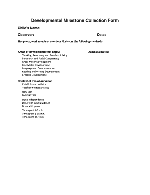 Developmental Milestone Collection Form
