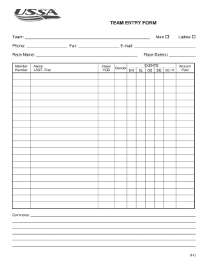 Team Entry Form