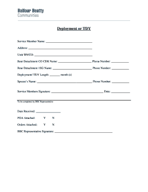 Deployment or TDY Form