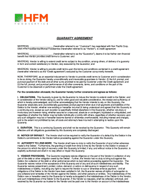 Guaranty Agreement for Credit Terms