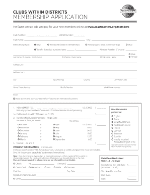 Toastmasters Membership Application