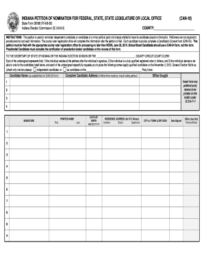Indiana Petition of Nomination for Office