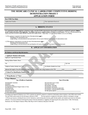 Medicare Clinical Laboratory Competitive Bidding Application Form