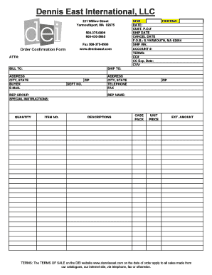 Order Confirmation Form