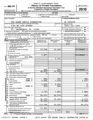 Form 990-PF Private Foundation Tax Return