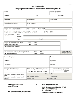 Employment Personal Assistance Services Application