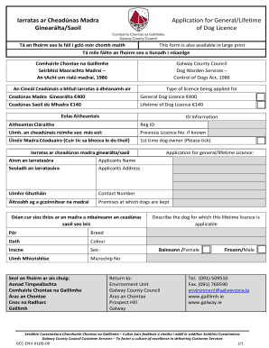 Application for General/Lifetime Dog Licence