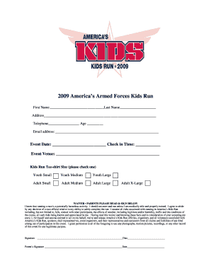 America's Armed Forces Kids Run Waiver Form