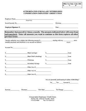 Authorization for Salary Withholding