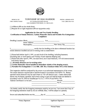New Jersey Smoke Detector Certification Form