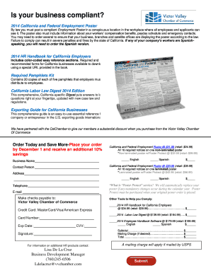 California and Federal Employment Poster Order Form