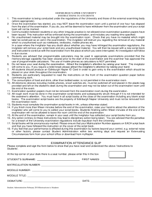 Edinburgh Napier University Exam Instructions