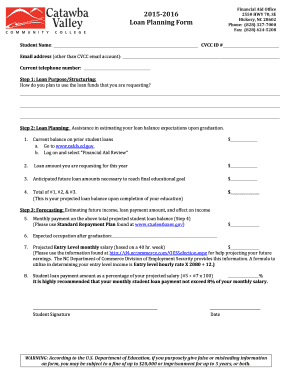 Loan Planning Form