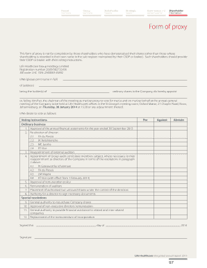 Life Healthcare Proxy Form