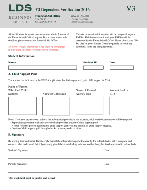 V3 Dependent Verification Form 2016