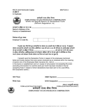 Employees' State Insurance Declaration Form
