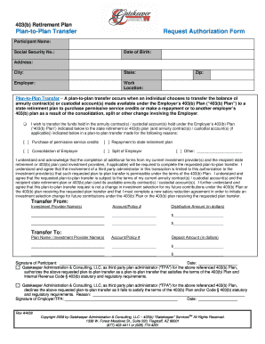 403(b) Plan-to-Plan Transfer Request Authorization Form
