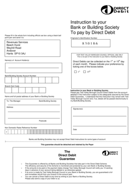 UK Direct Debit Instruction Form
