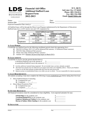 Additional Stafford Loan Request Form