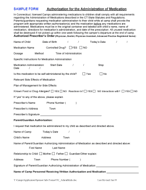 Authorization for Medication Administration