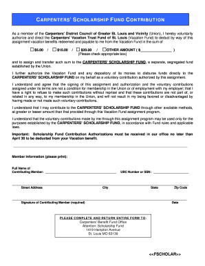 Carpenters' Scholarship Fund Contribution Form