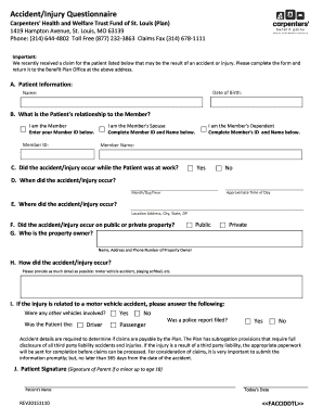 Accident Injury Questionnaire