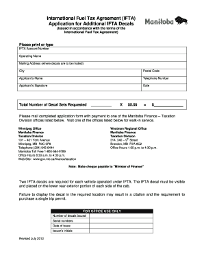 IFTA Application for Additional Decals