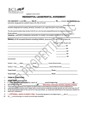 Residential Lease Rental Agreement