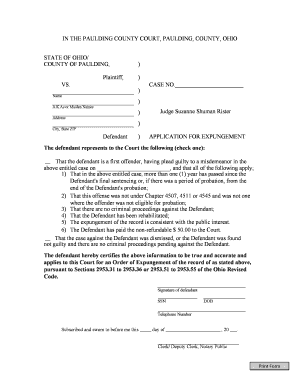Ohio Expungement Application