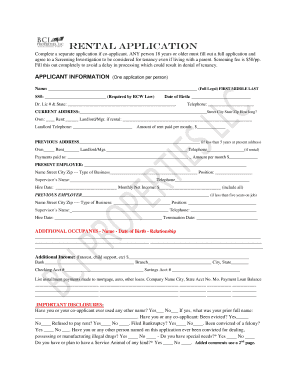 Rental Application Form