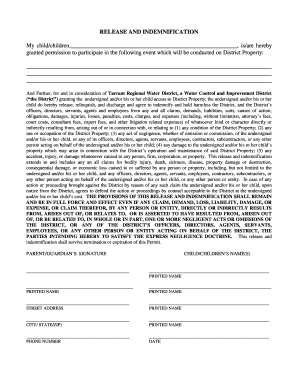 Release and Indemnification Form
