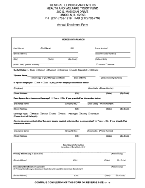 Central Illinois Carpenters Health and Welfare Trust Fund Annual Enrollment Form