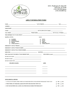 Adult Information Form