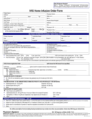 IVIG Home Infusion Order Form
