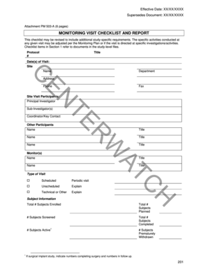 Monitoring Visit Checklist and Report