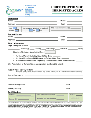 Nebraska Irrigated Acres Certification Form
