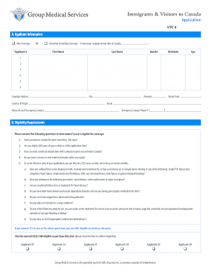 Canada Visitor Medical Insurance Application