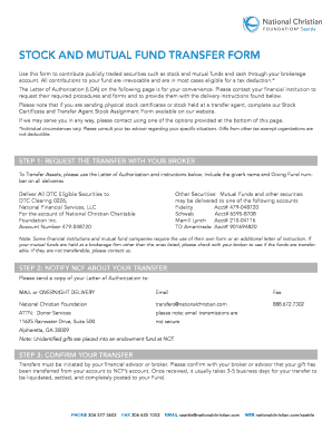 Stock and Mutual Fund Transfer Form