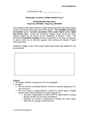 2013-2018 Measure I Plan -- Expenditure Strategy Instructions Measure I Five Year Plan Guidance