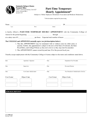 Community College of Aurora Personnel Office Part-Time