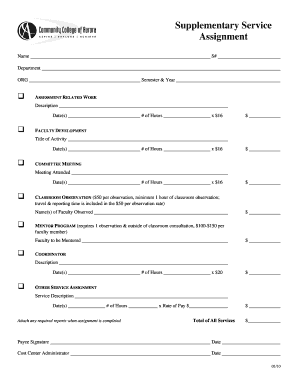 Supplemental Service Assignment - Community College of Aurora